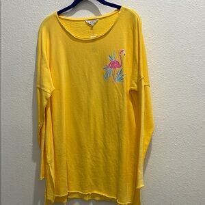Crown & Ivy Yellow Flamingo Sweatshirt